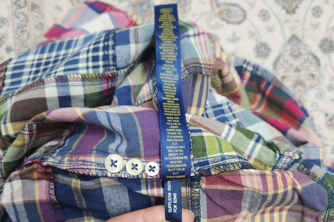 폴로 랄프로렌RUGBY 마드라스 패치워크 셔츠 XL 상품이미지5