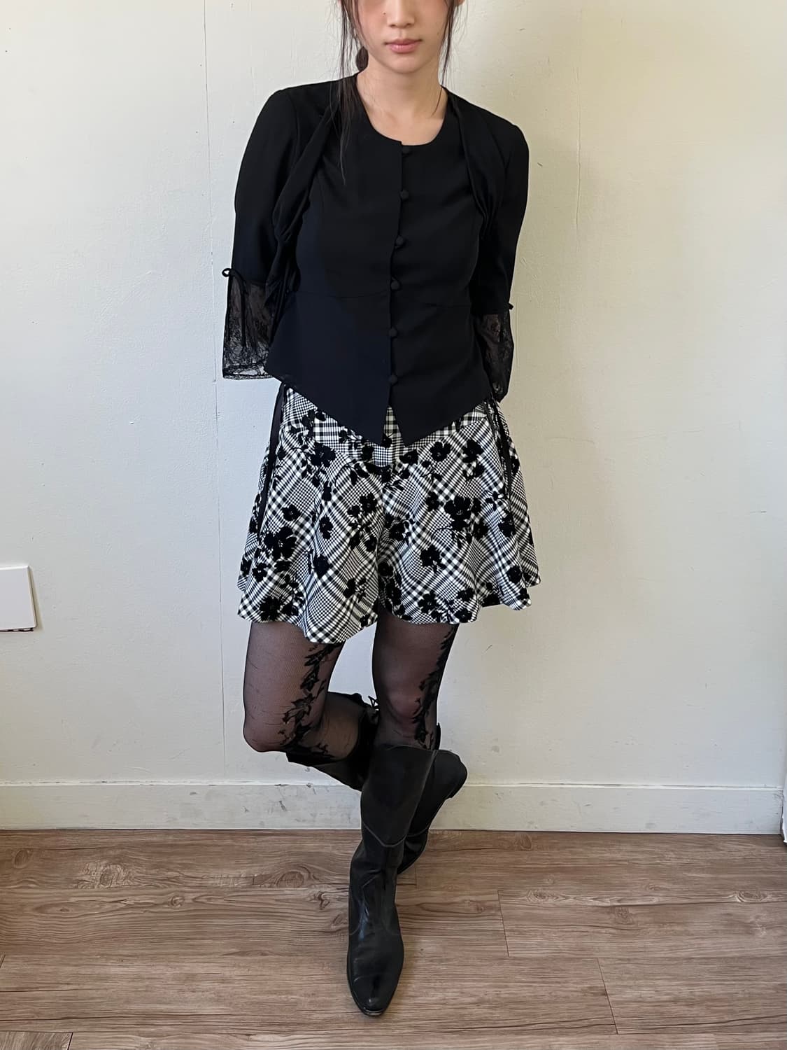 LIUMA 블랙 레이스 가디건 상품이미지5