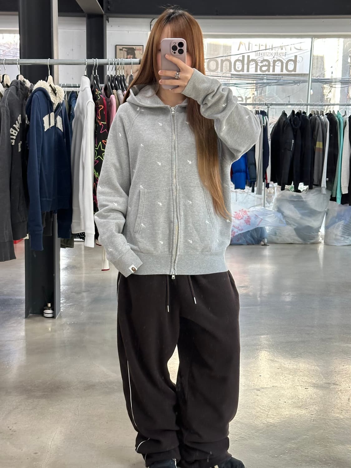 베이프 OG 스타 자수 후드집업 그레이 상품이미지2