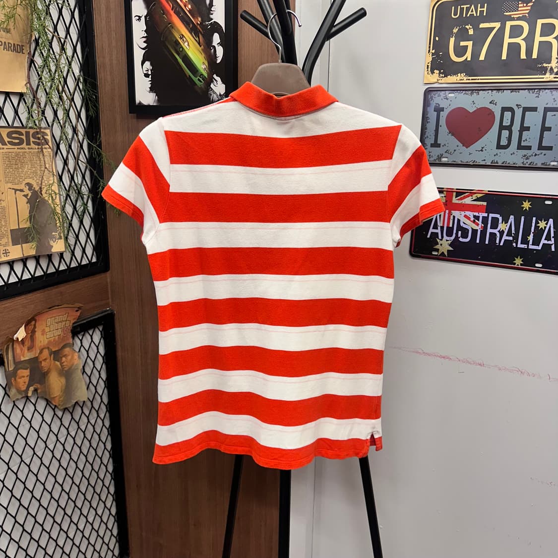 PUMA, Orange red Striped Polo PK Shirt 상품이미지2