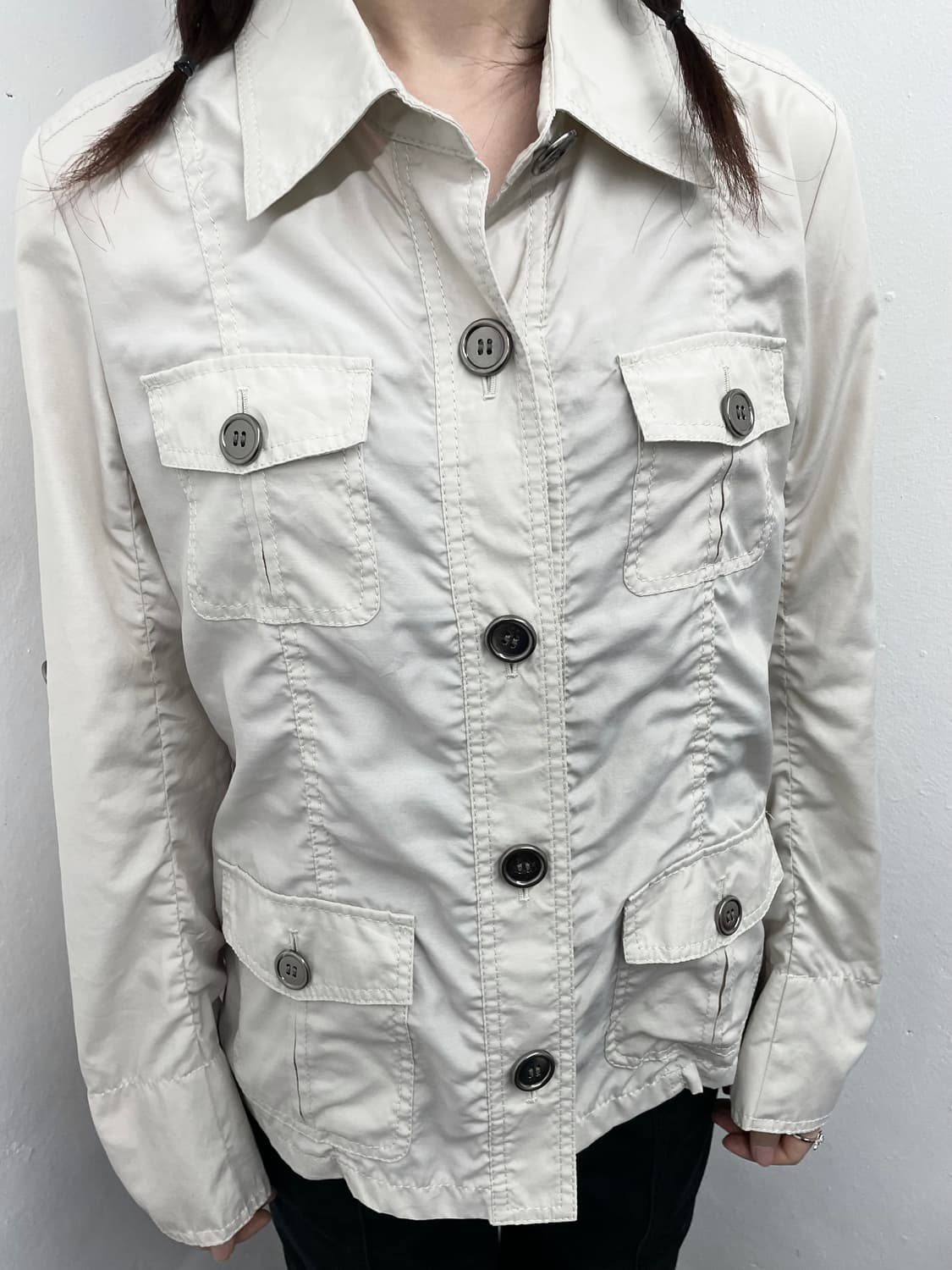 베이지 셔링 버튼 자켓  상품이미지3