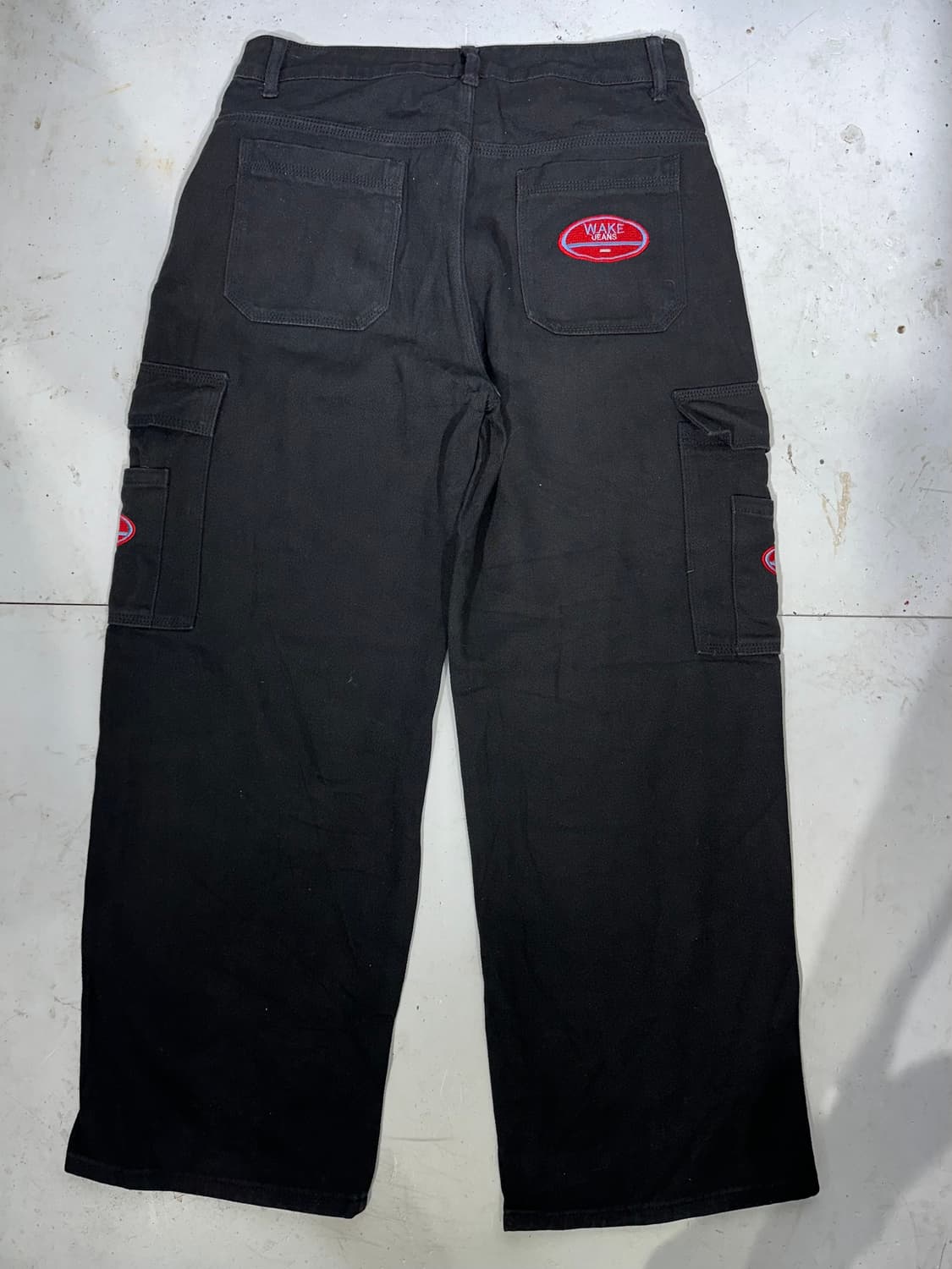 빈티지 Wake 흑청 와이드 카고 데님 팬츠 상품이미지5