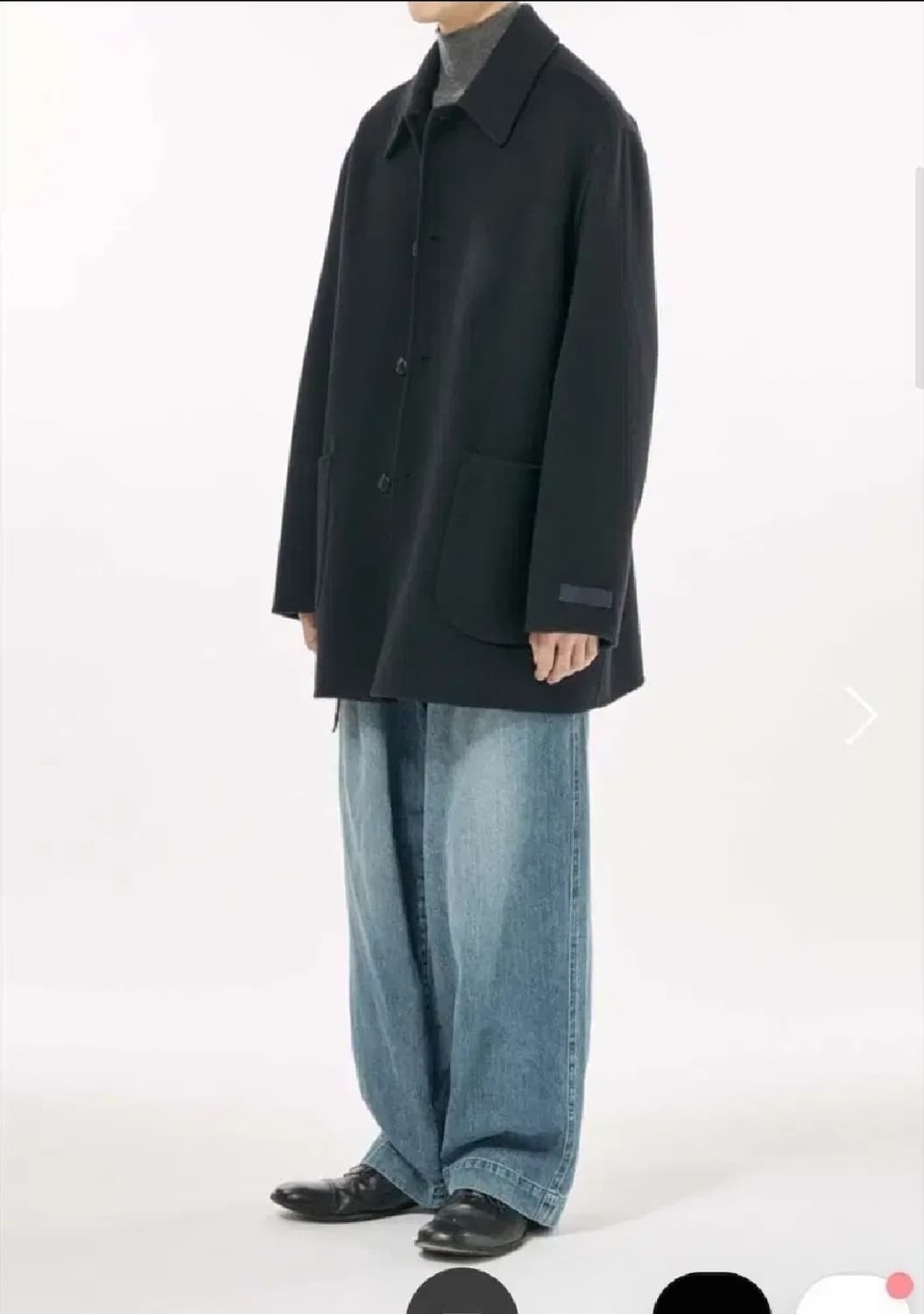 이얼즈어고 더블페이스 울 캐시미어 하프코트 네이비 M 상품이미지3