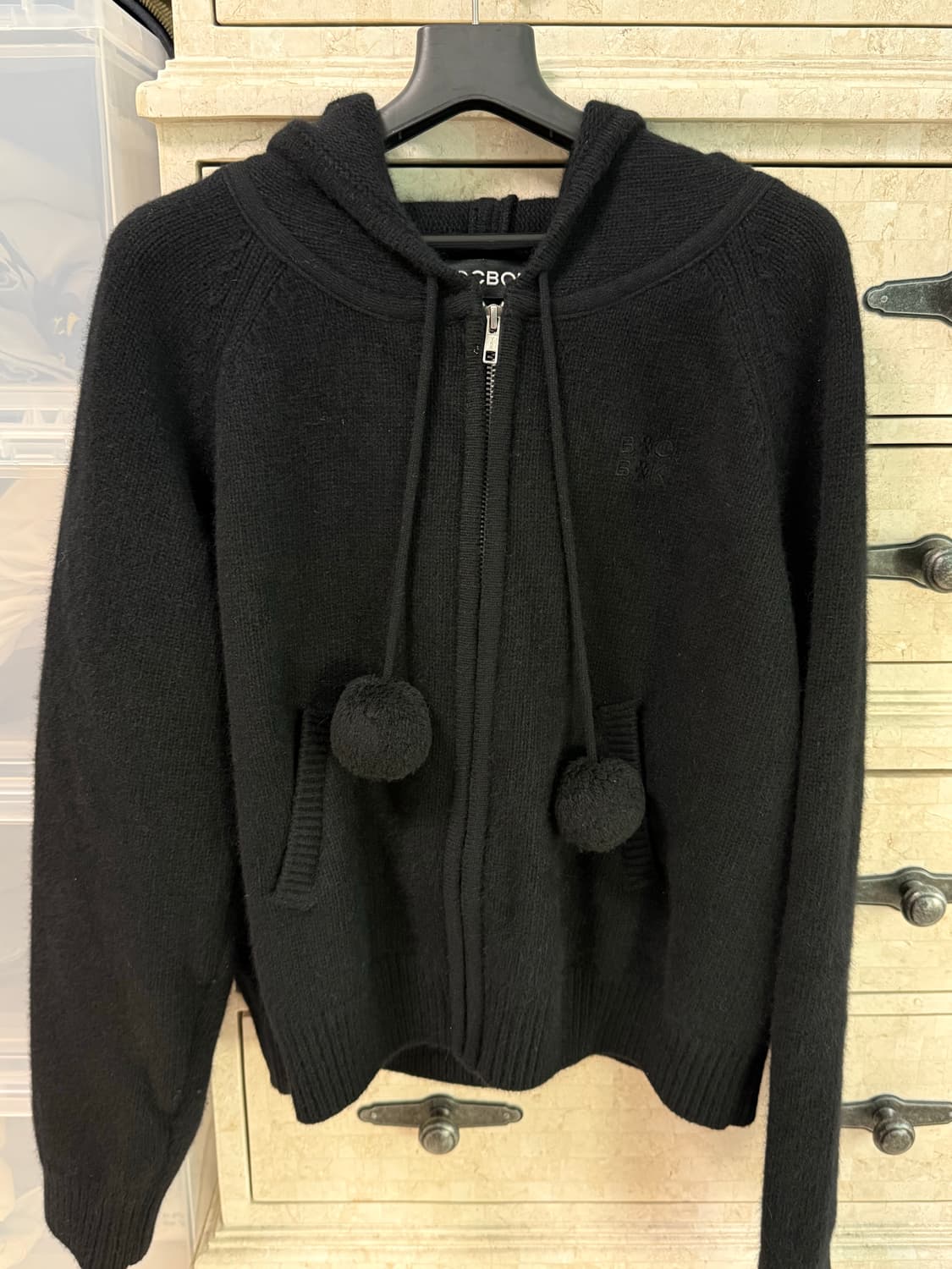 복복 POM POM KNIT ZIP-UP (BLACK 상품이미지1