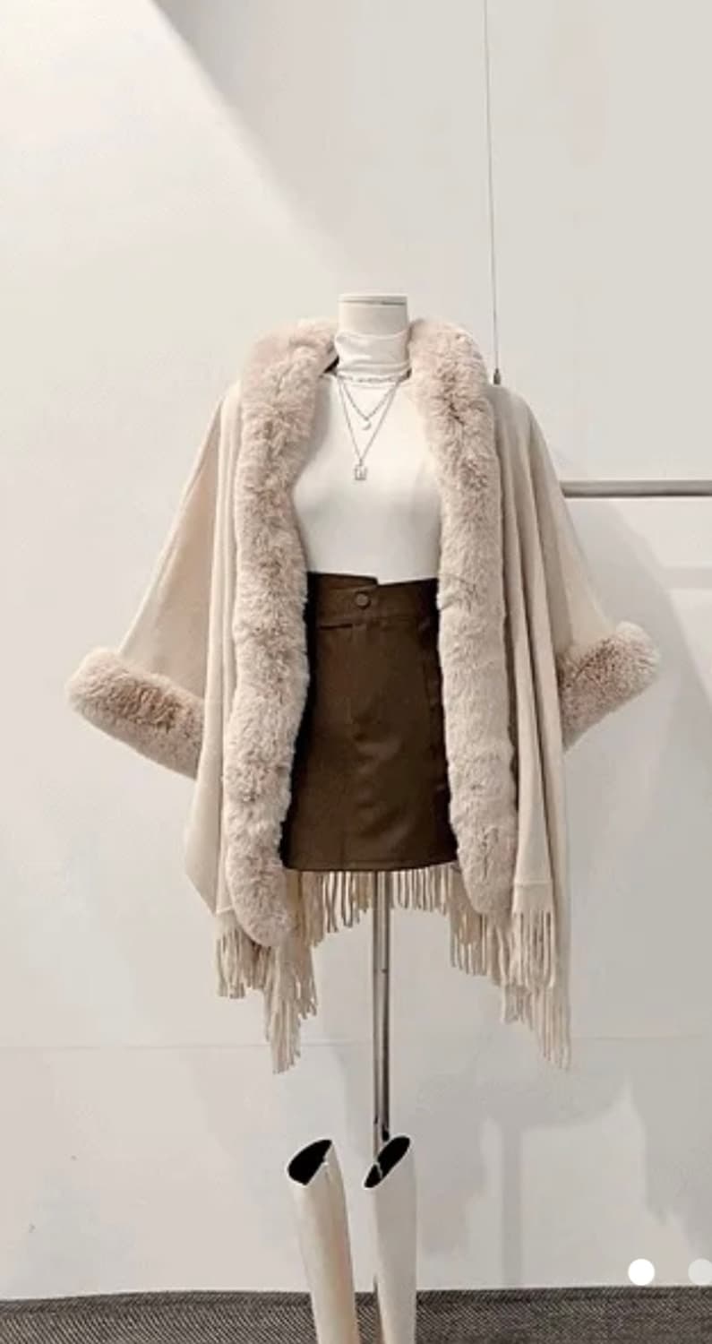 에이블리 오버핏 프리미엄 밍크 자켓 케이프 니트 free 상품이미지3