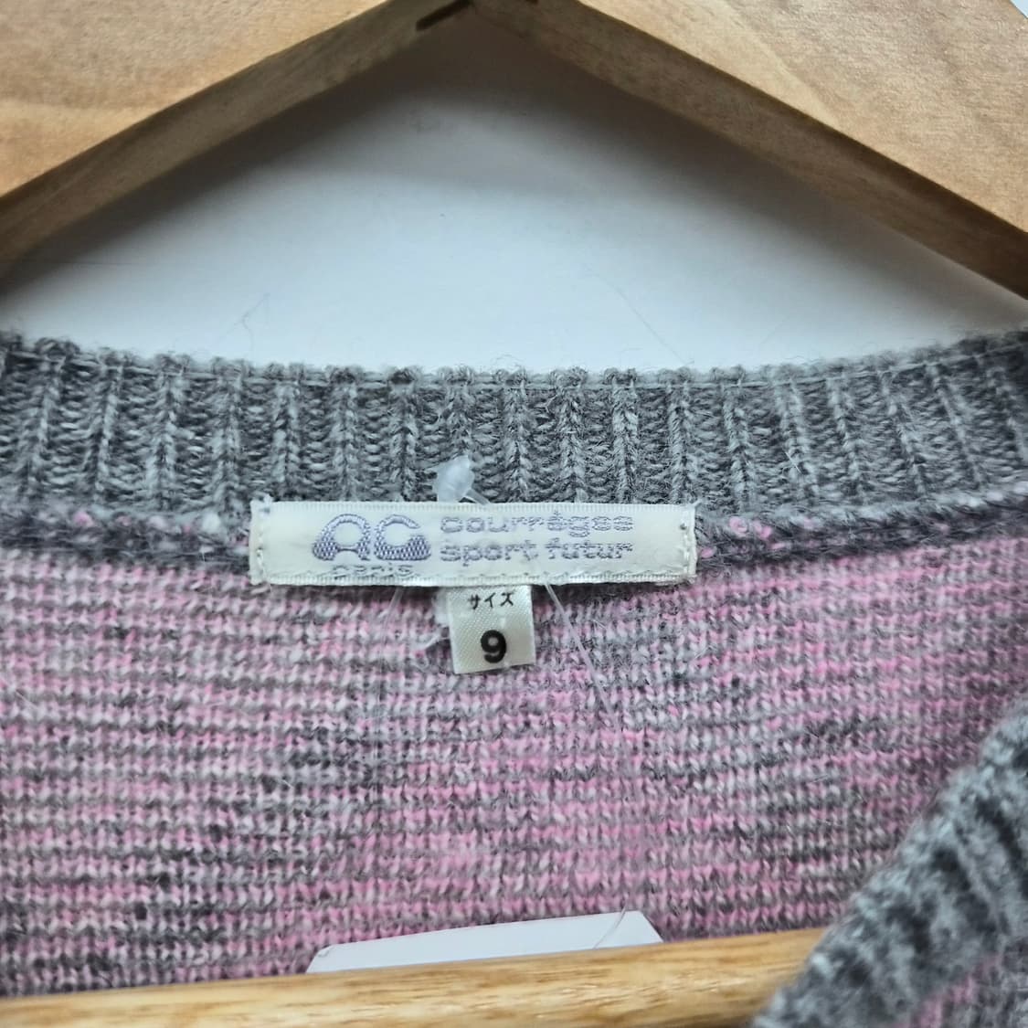 꾸레쥬 핑크 아가일 패턴 니트 스웨터 여성 S 상품이미지3