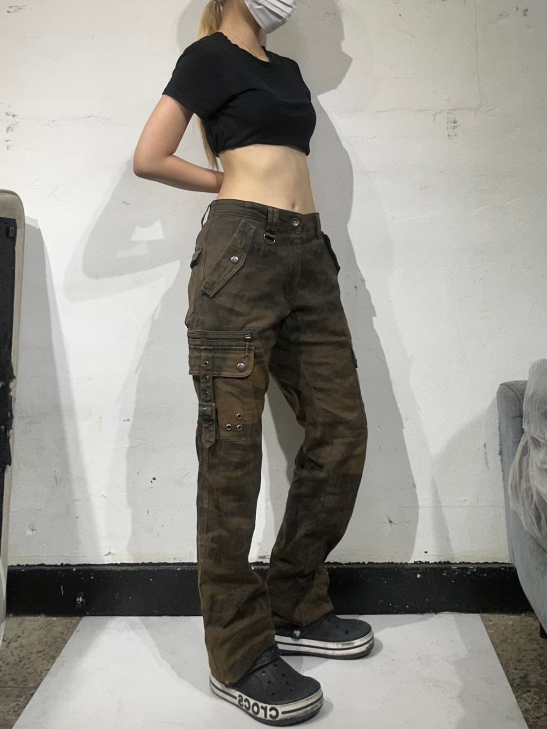 빈티지 베이지 카모 밀리터리 카고 팬츠 S 상품이미지1