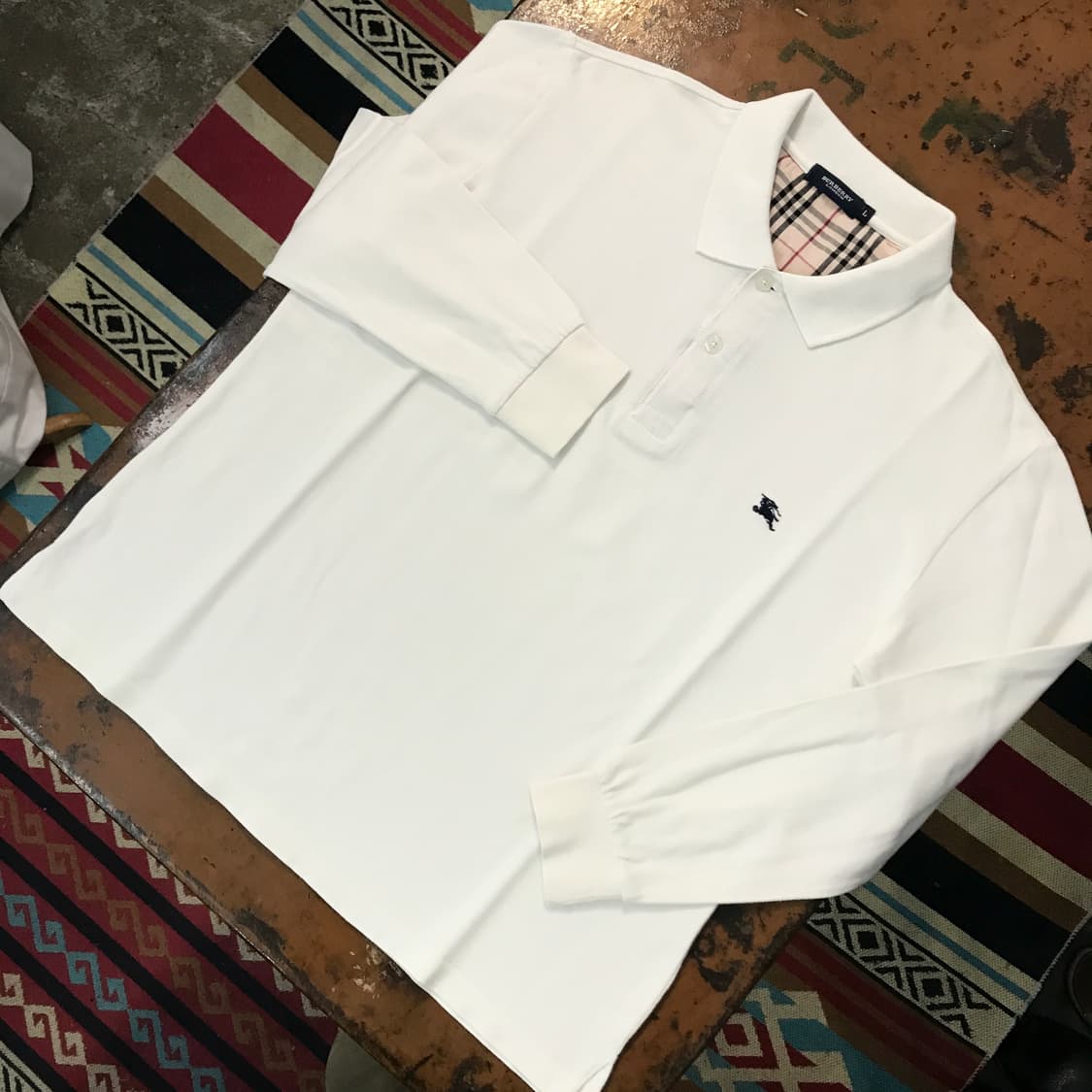 버버리 크림 아이보리 긴팔 피케 남성 102 105 여성 프리사이즈 상품이미지2