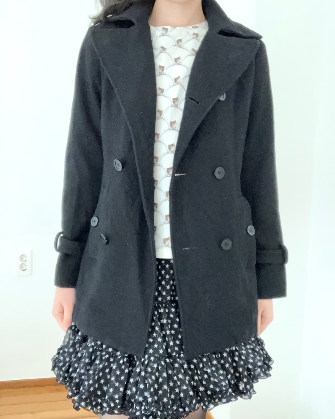 블랙 더블 코트 상품이미지8