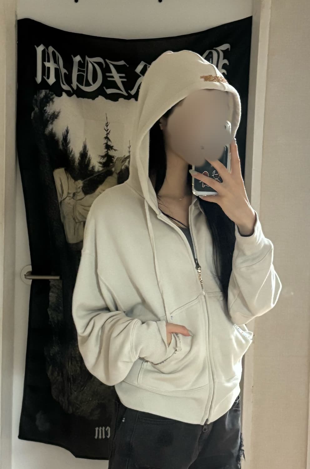 스컬프터 Beaded Saint Hoodie Zip-Up Dirty Wh 상품이미지3