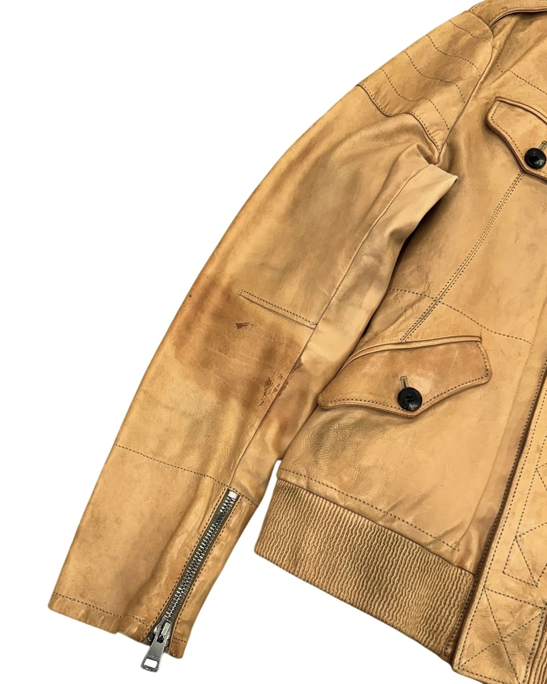 구찌 by 톰 포드 엘보우 패치 디테일 레더 블루종 상품이미지7