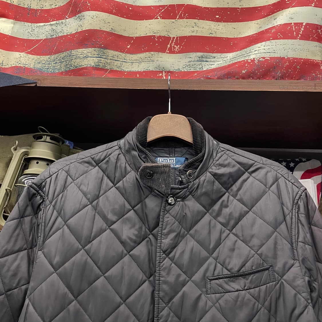 90s 폴로 랄프로렌 버클 넥 레더 엘보 패치 퀼팅 자켓 컨트리 상품이미지3