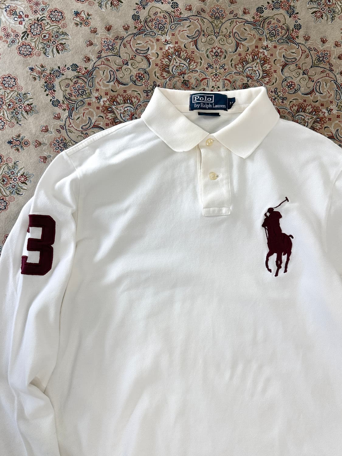 폴로 랄프로렌 크림/버건디 빅포니 카라티 상품이미지4