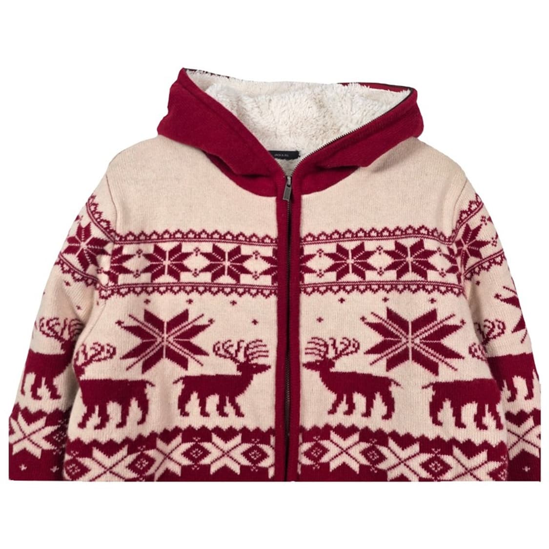 잭앤질 빈티지 무드 노르딕 순록 패턴 보아털 후드 집업 상품이미지3