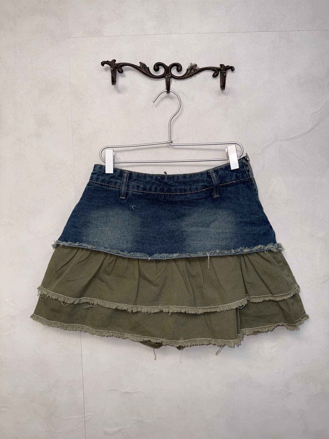 Washing denim laceup khaki cancan skirt 상품이미지3