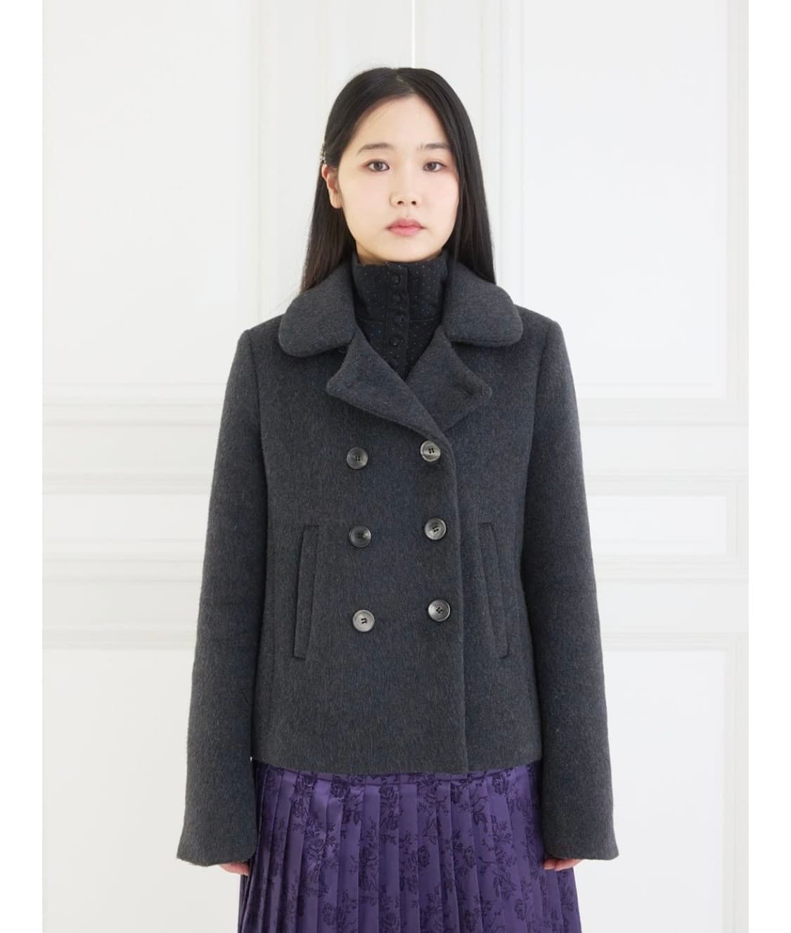 콜로신스 Airy Wool Short Coat Dark Charcoal 상품이미지3