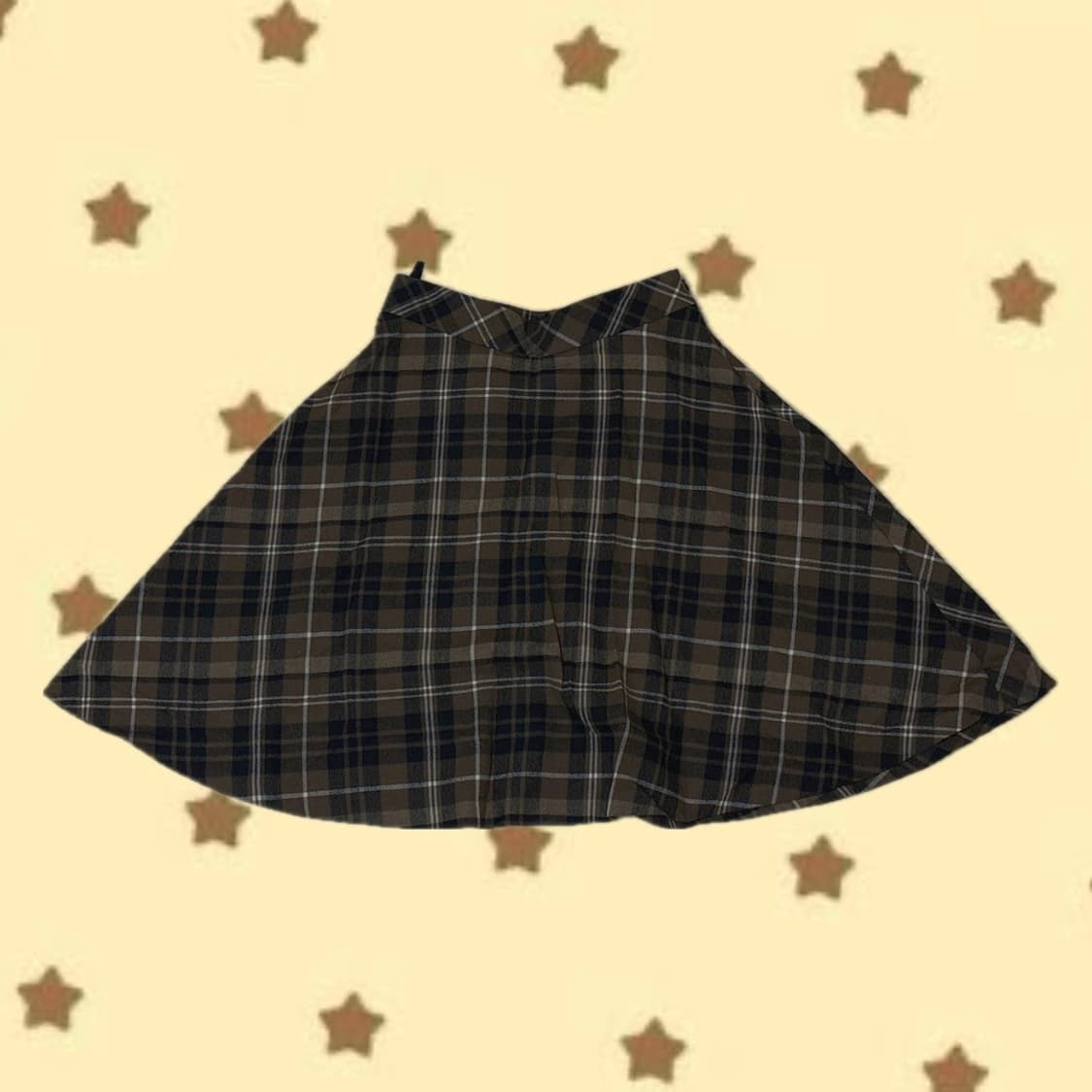빈티지 브라운 체크 미디 스커트 상품이미지2