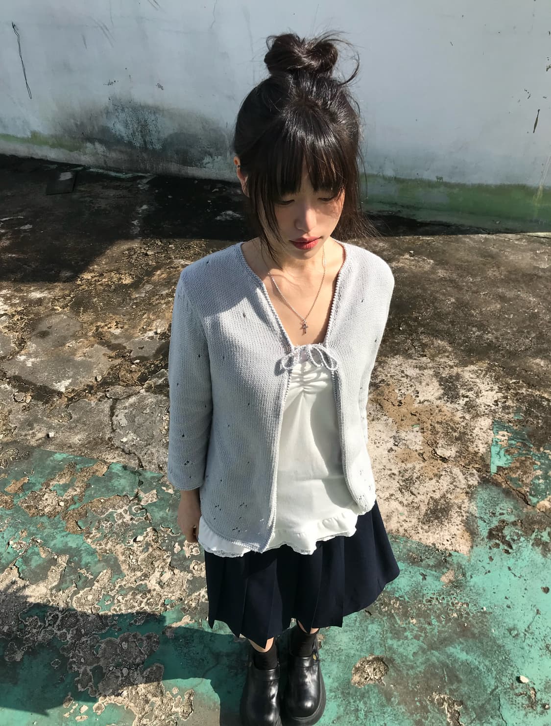 소프트블루 니트 가디건 상품이미지3