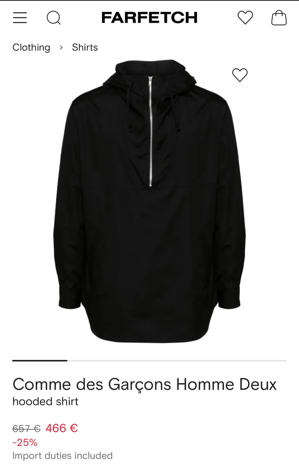 꼼데가르송 옴므 듀 후드 셔츠 상품이미지4