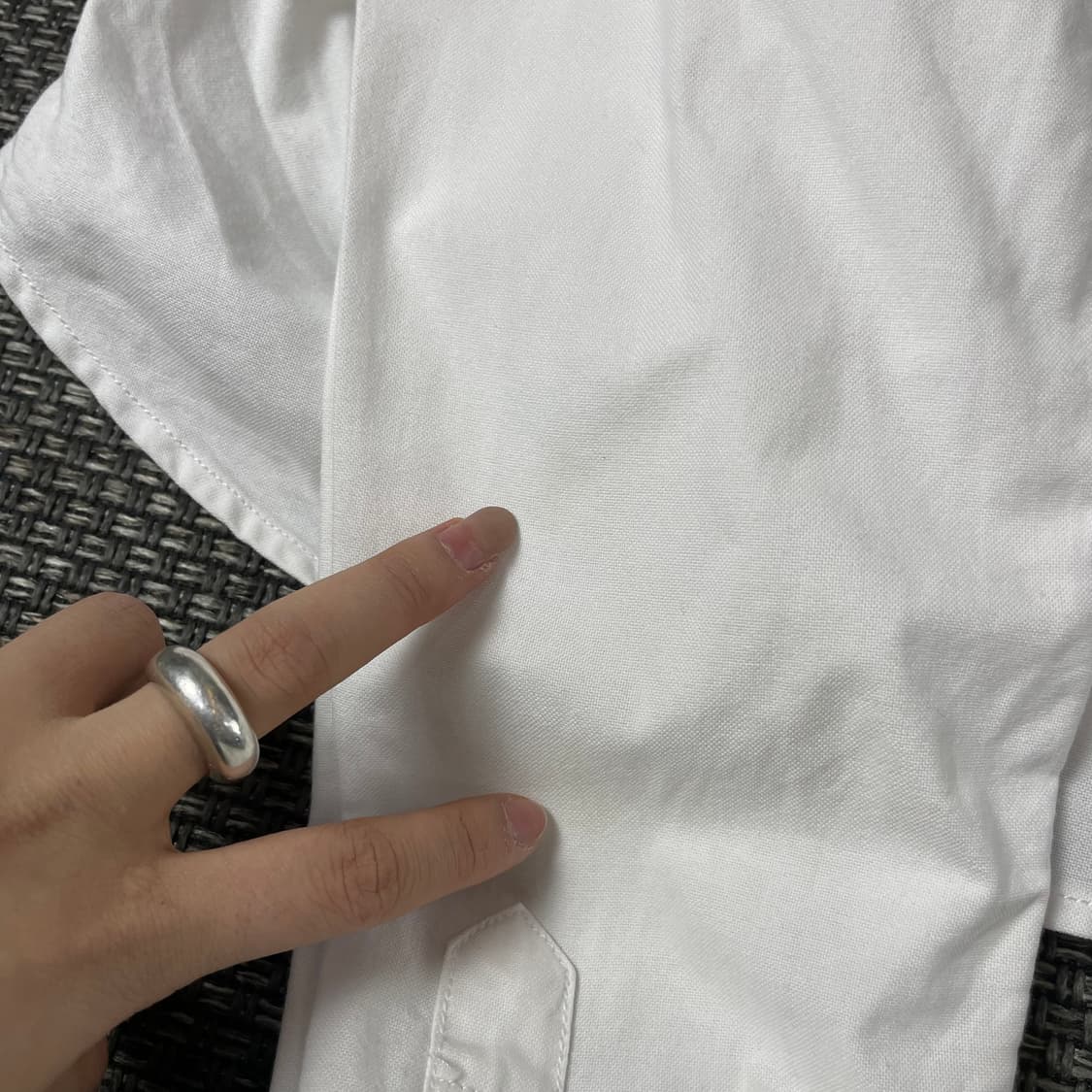 라코스테 화이트 원포켓 긴팔 셔츠 38 상품이미지6