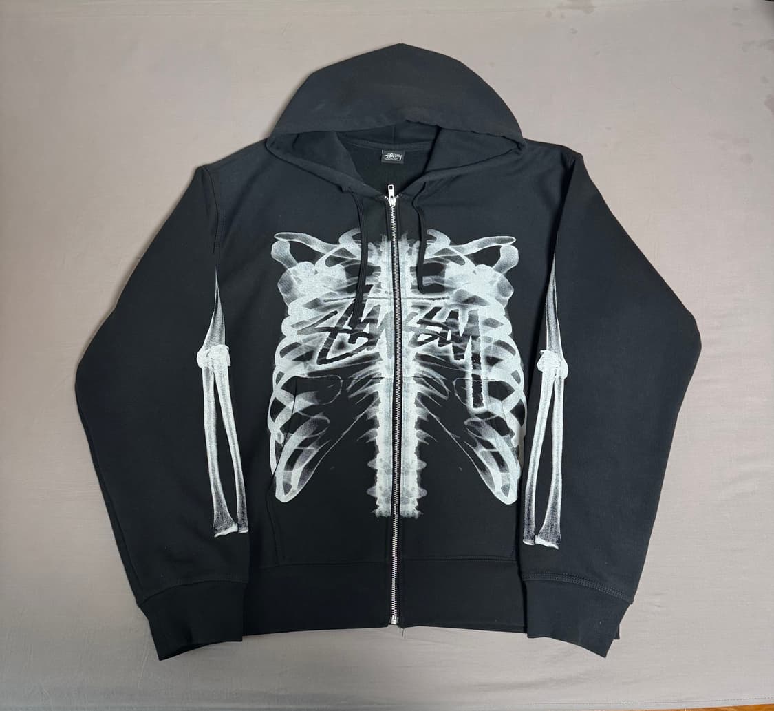 (새상품) 스투시 립 케이지 후드집업 블랙 화이트 상품이미지2