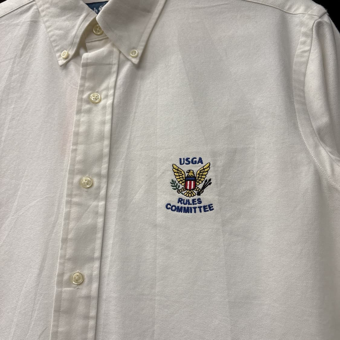 90s 폴로 랄프로렌 USGA 오피셜 엠브로이드 옥스포드 셔츠 N1092 상품이미지5