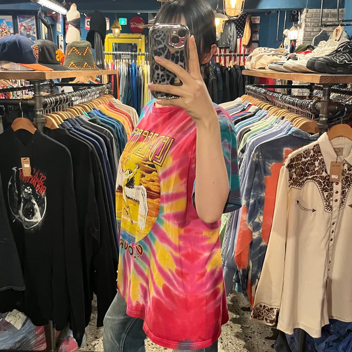 Fruit of the loom vintage 레드 제플린 타이다이 반팔 상품이미지2