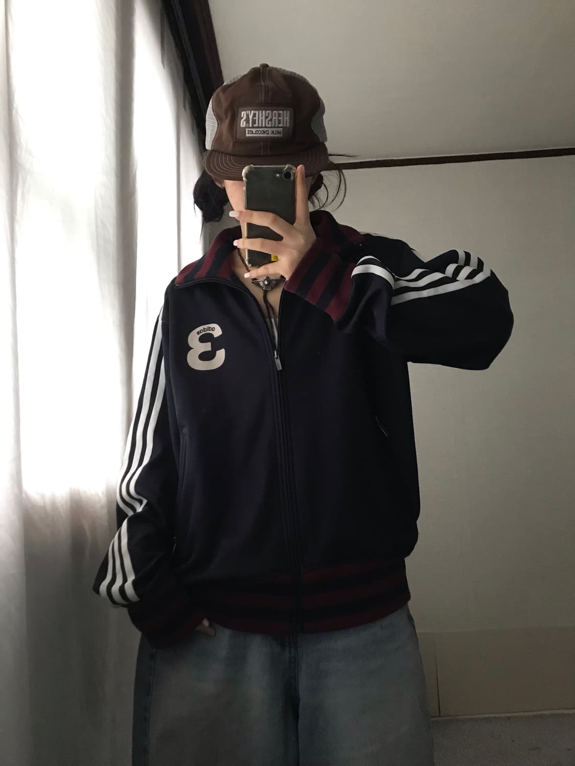 아디다스 네이비 버건디 빅로고 져지 상품이미지3