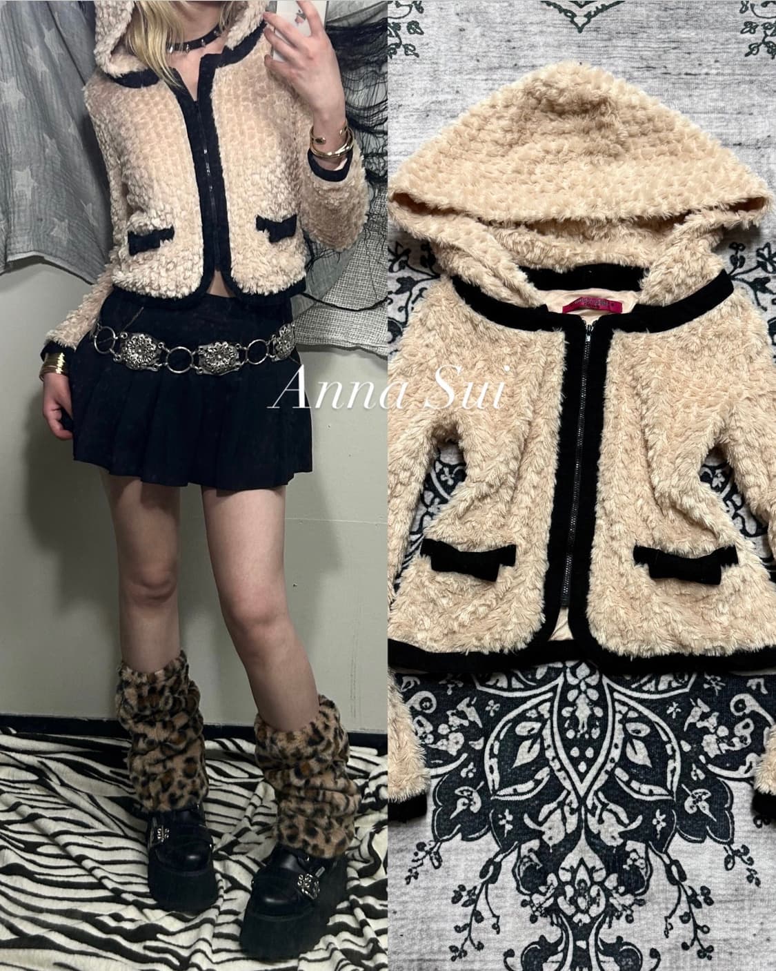 Anna Sui dolly girl fur zip hooded jacke 상품이미지1