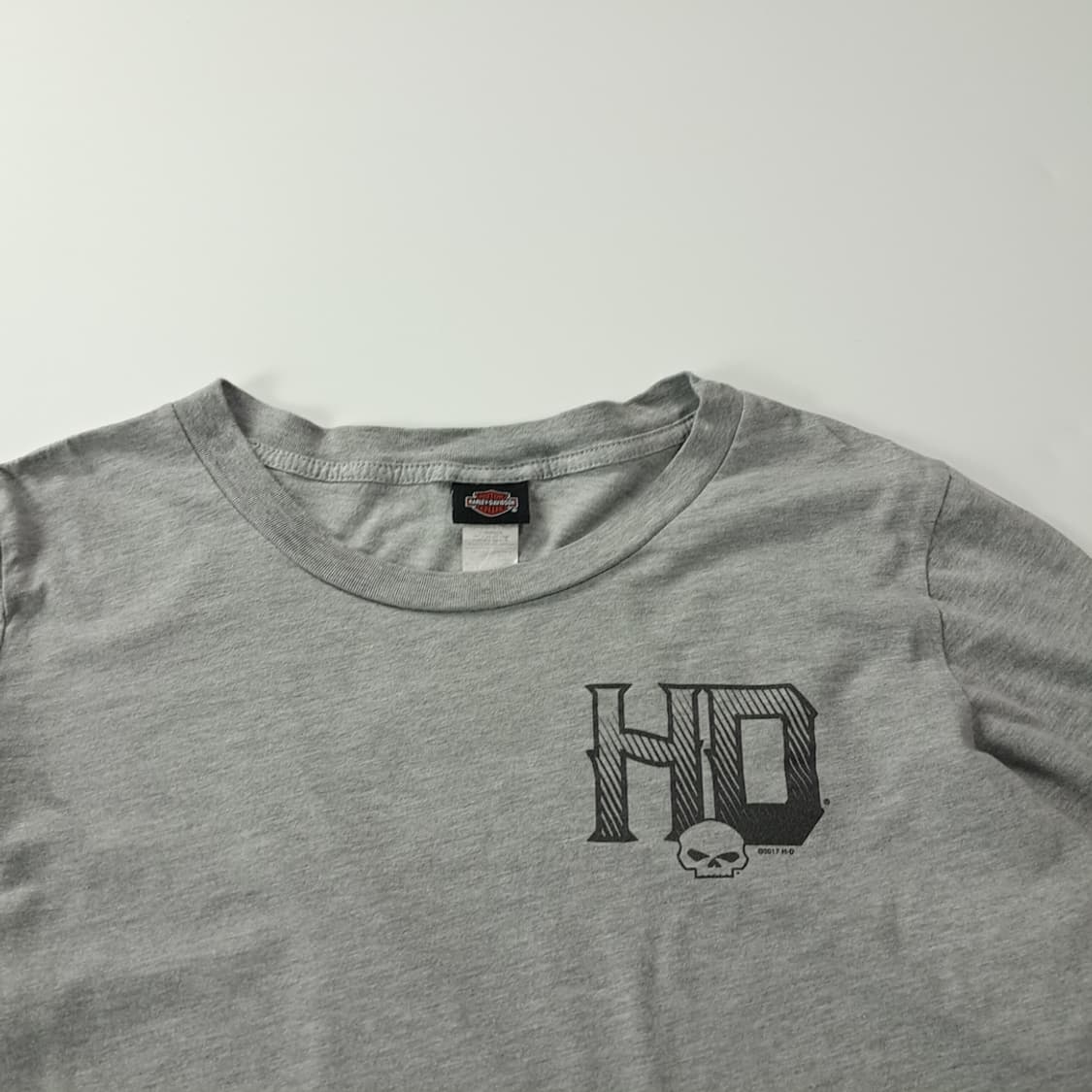 CK181 L 할리데이비슨 매디슨 스컬 썸홀 그레이 티셔츠 상품이미지2