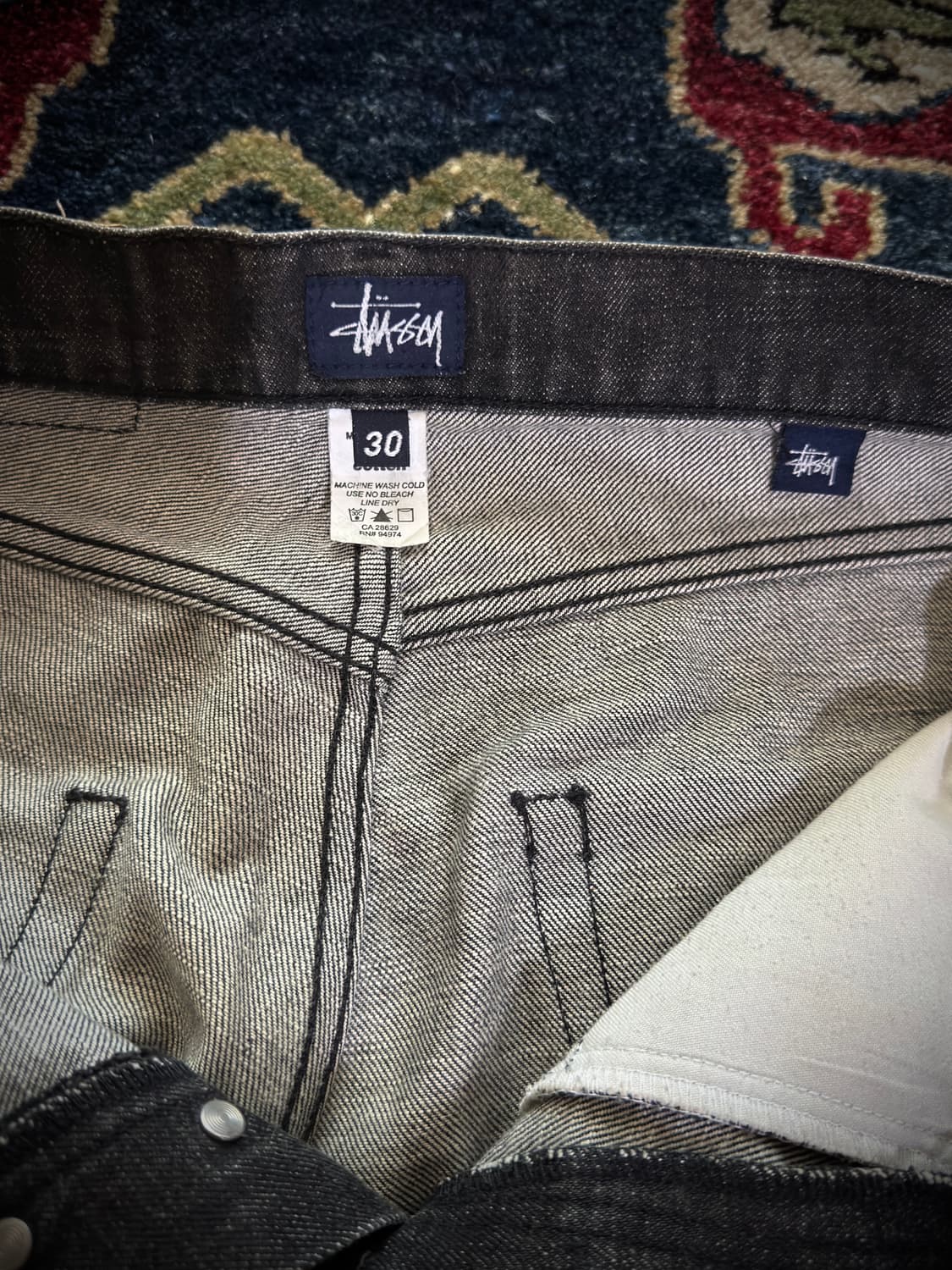 90s Old Stussy USA Black washed denim 상품이미지8