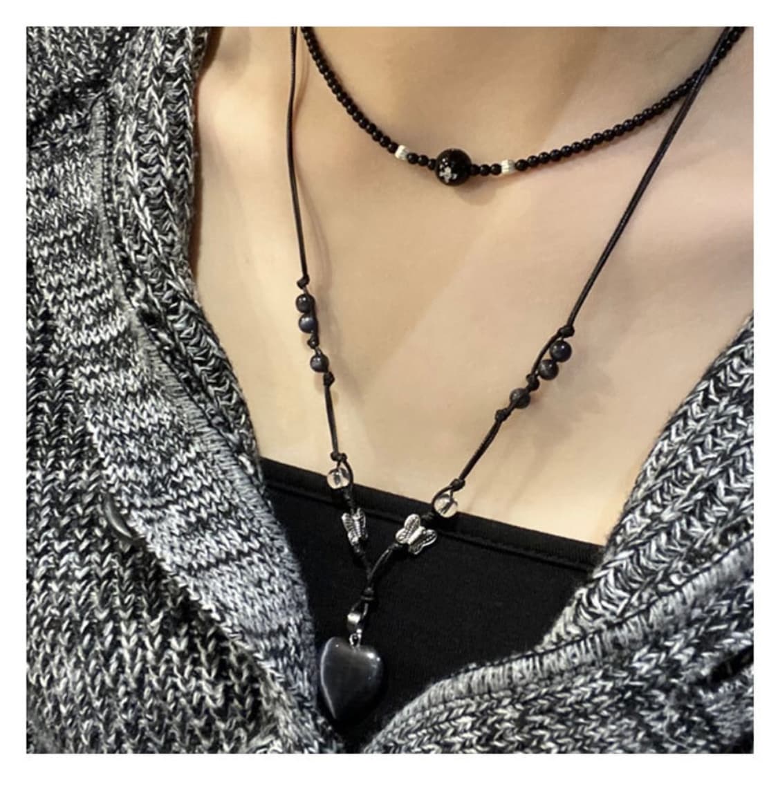 호디에파르바 하트 펜던트 나비 키치 목걸이 상품이미지1