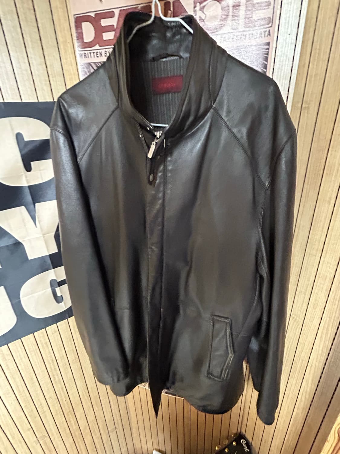 블랙 양가죽 레더 코트 상품이미지2