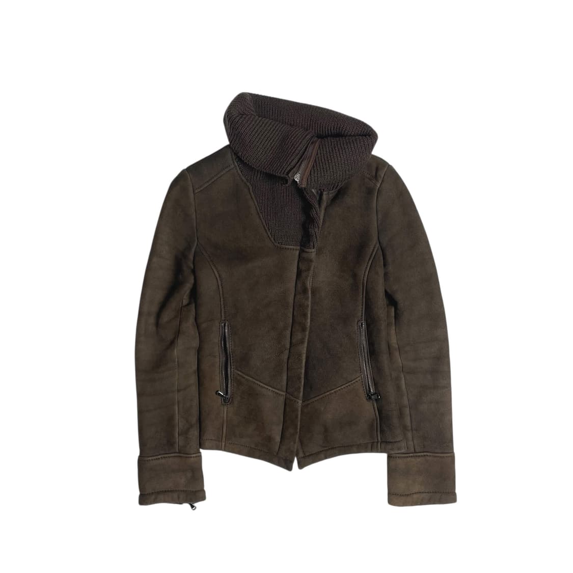 Alfie bobo 하이넥 니트 양가죽 무통 자켓 (italy)   상품이미지1