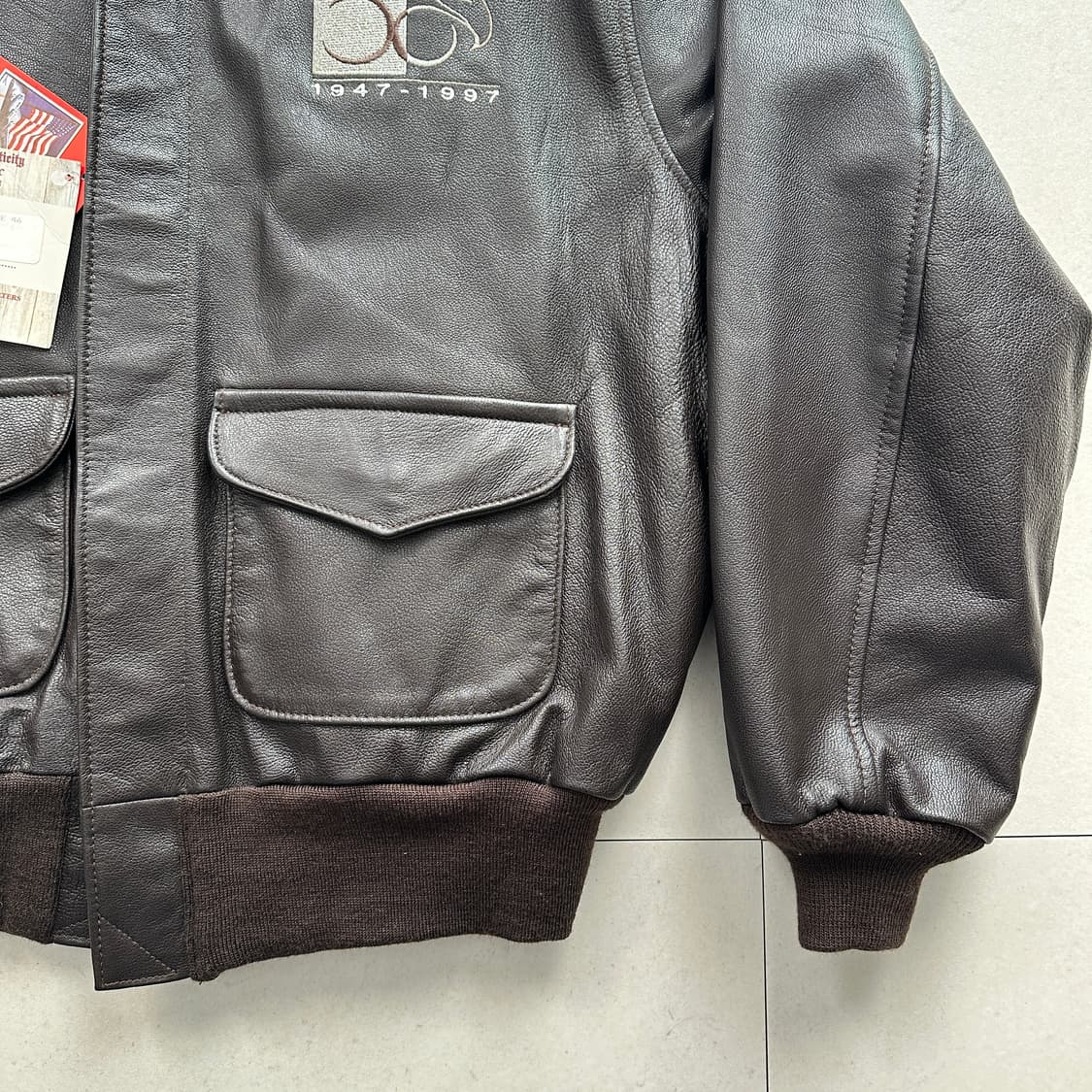 90s (데드스탁) 아비렉스 A-2 미공군 50주년 플라이트 가죽 자켓  상품이미지5