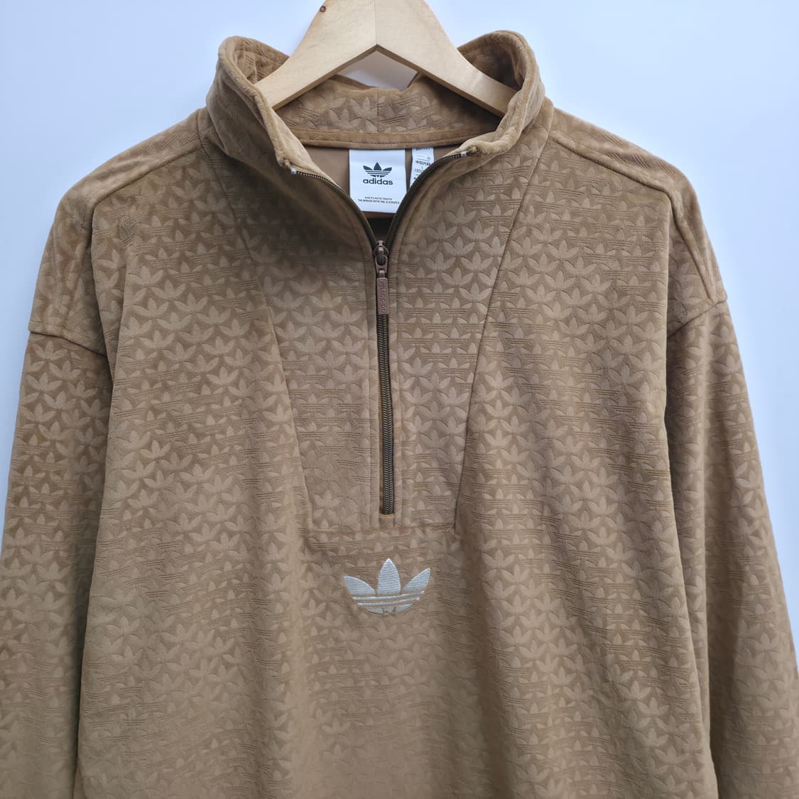 [L] 아디다스 헤리티지 벨루어 하프집업 브라운 데저트 상품이미지2