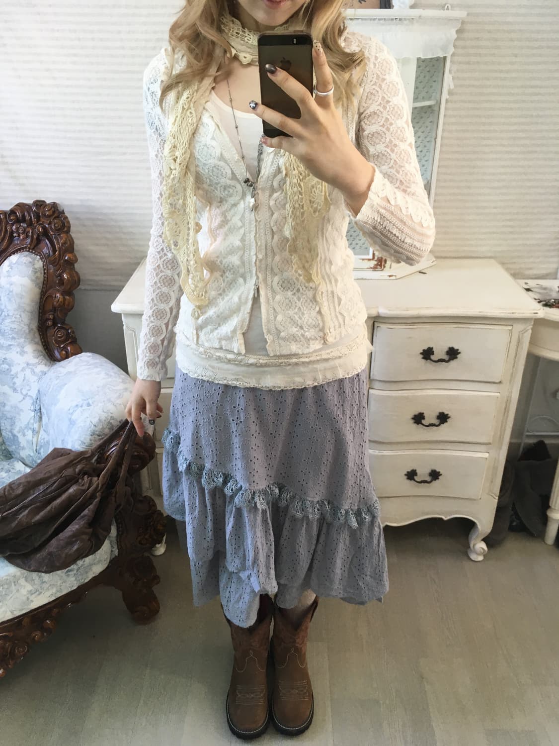 jpn vintage sora crochet lace cancan sk 상품이미지5