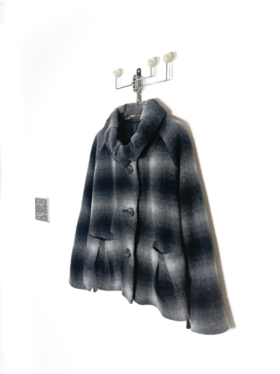 빈티지 울 블렌드 퍼프 카라 숏 코트 자켓 상품이미지4