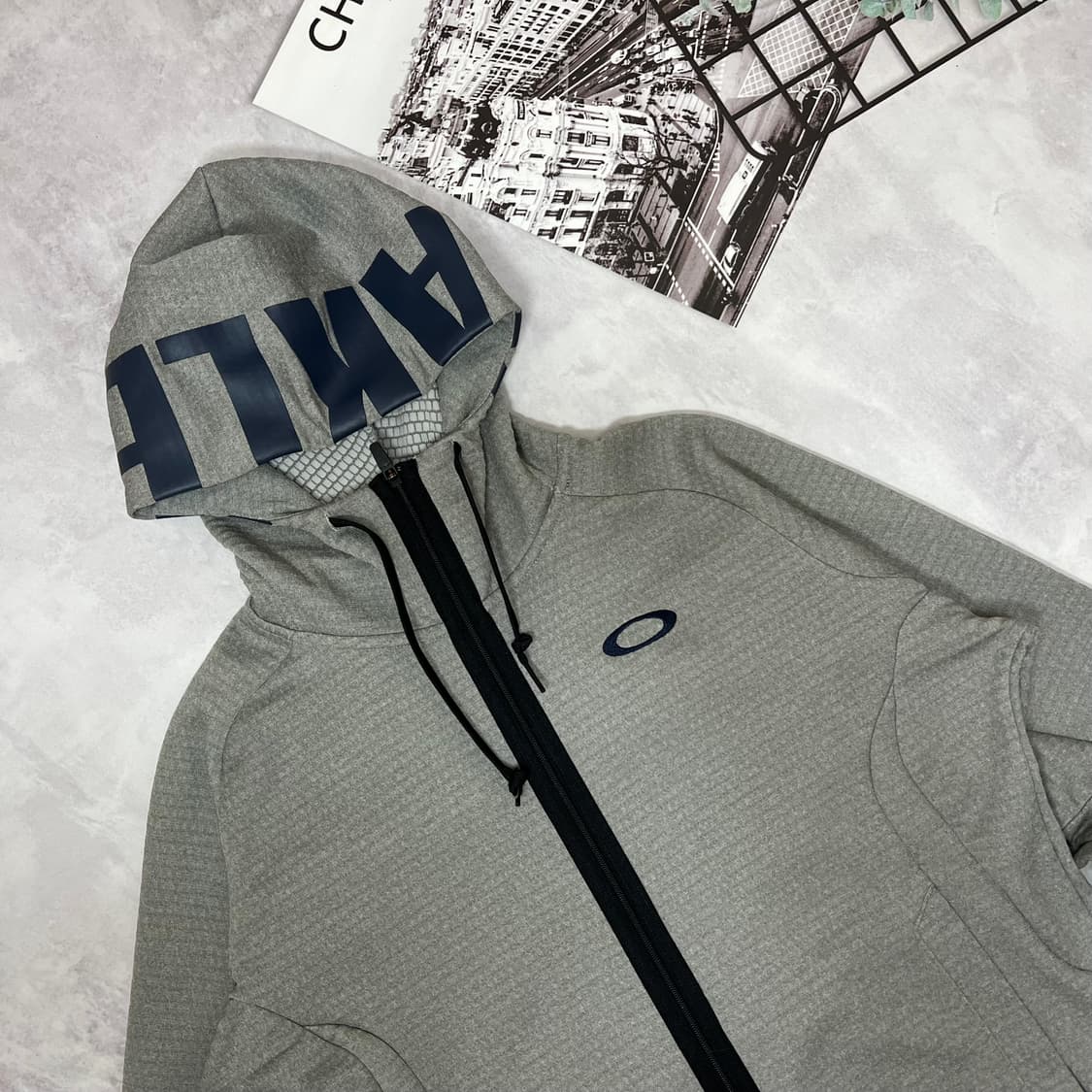오클리 써클 로고 후드 집업 그레이 상품이미지5