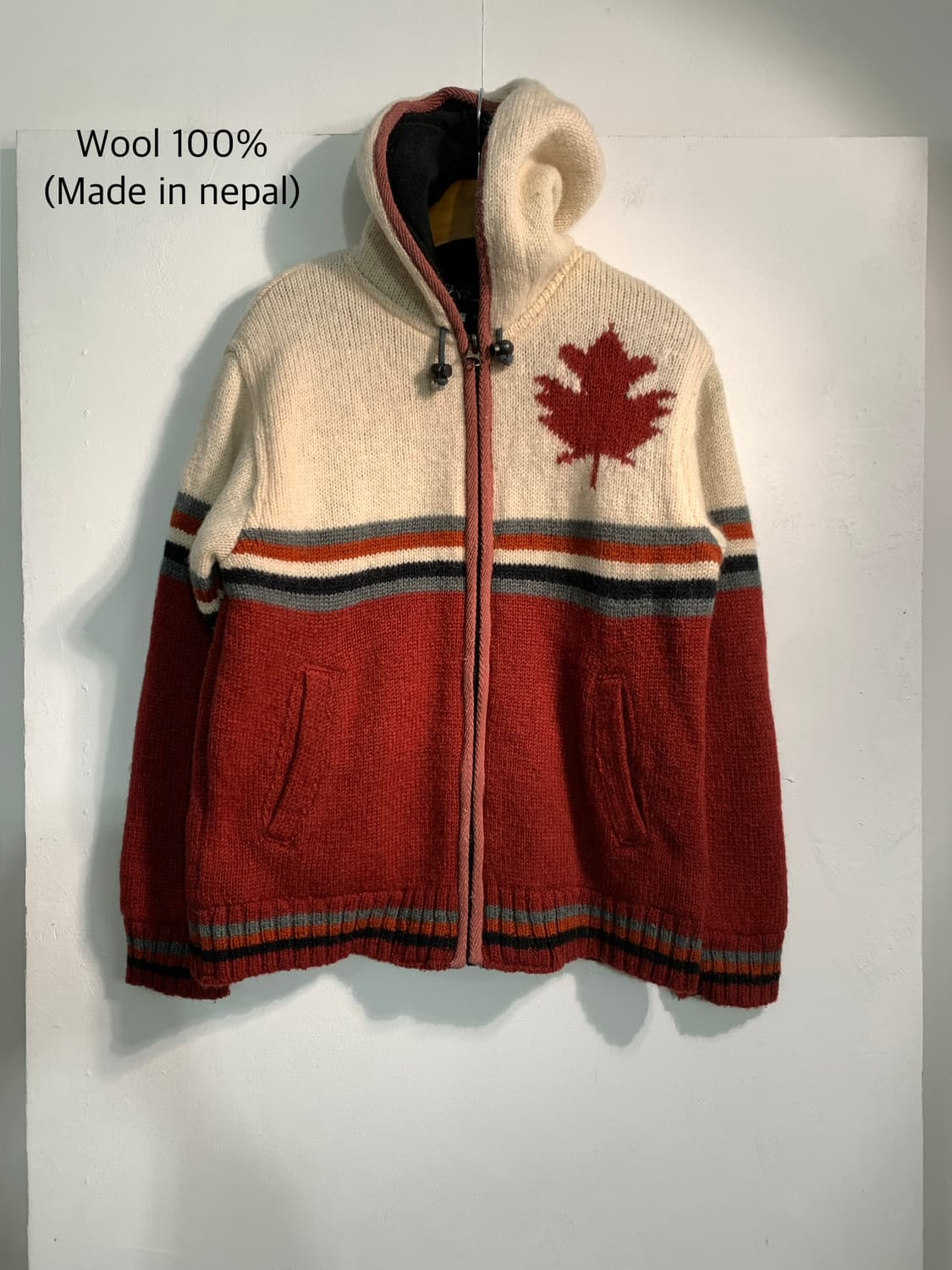 Wool 100% 캐나다 니트후드집업 s (made in nepal) 상품이미지1