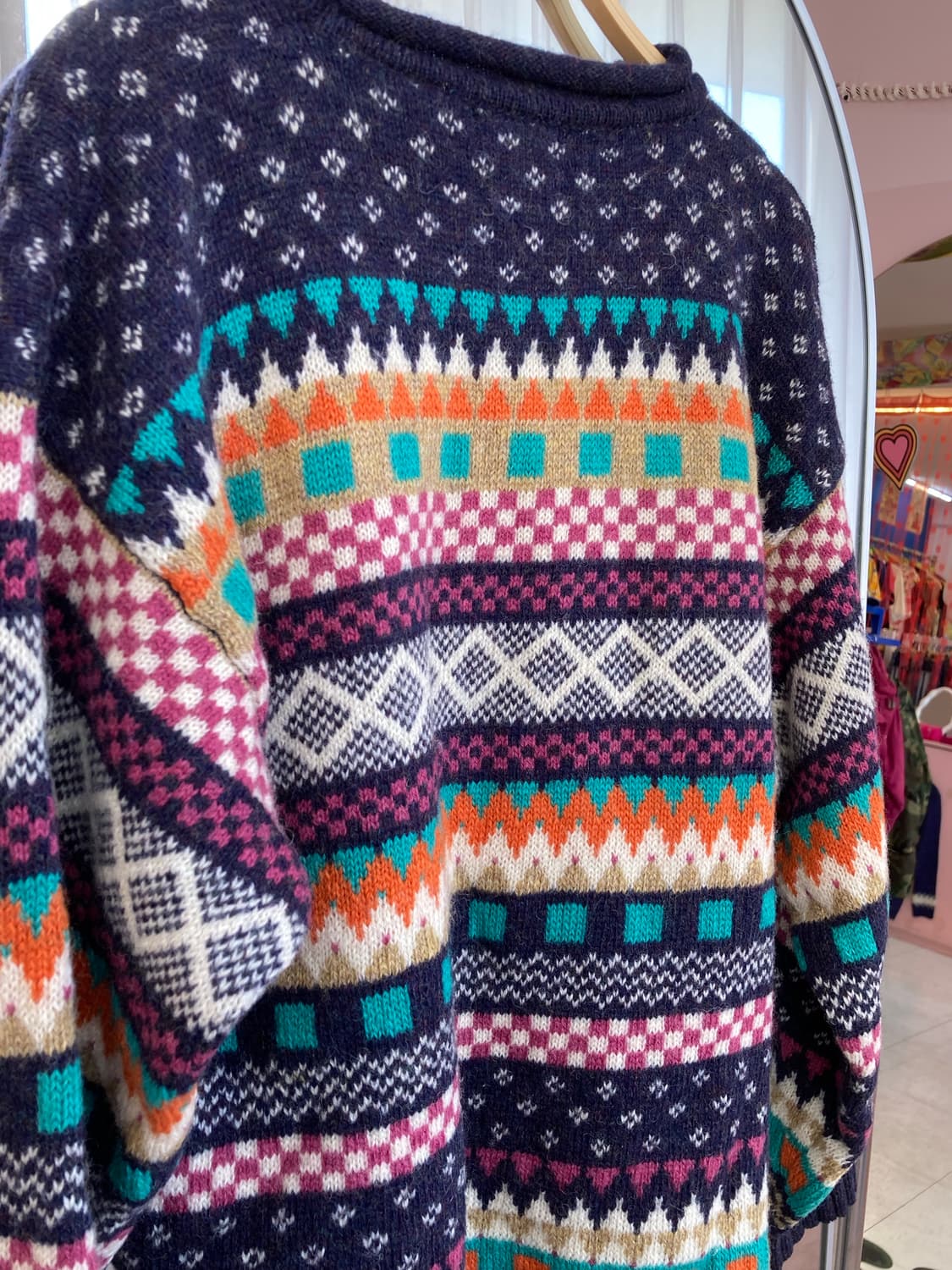 울 100% 빈티지 노르딕 패턴 라운드 니트 상품이미지7