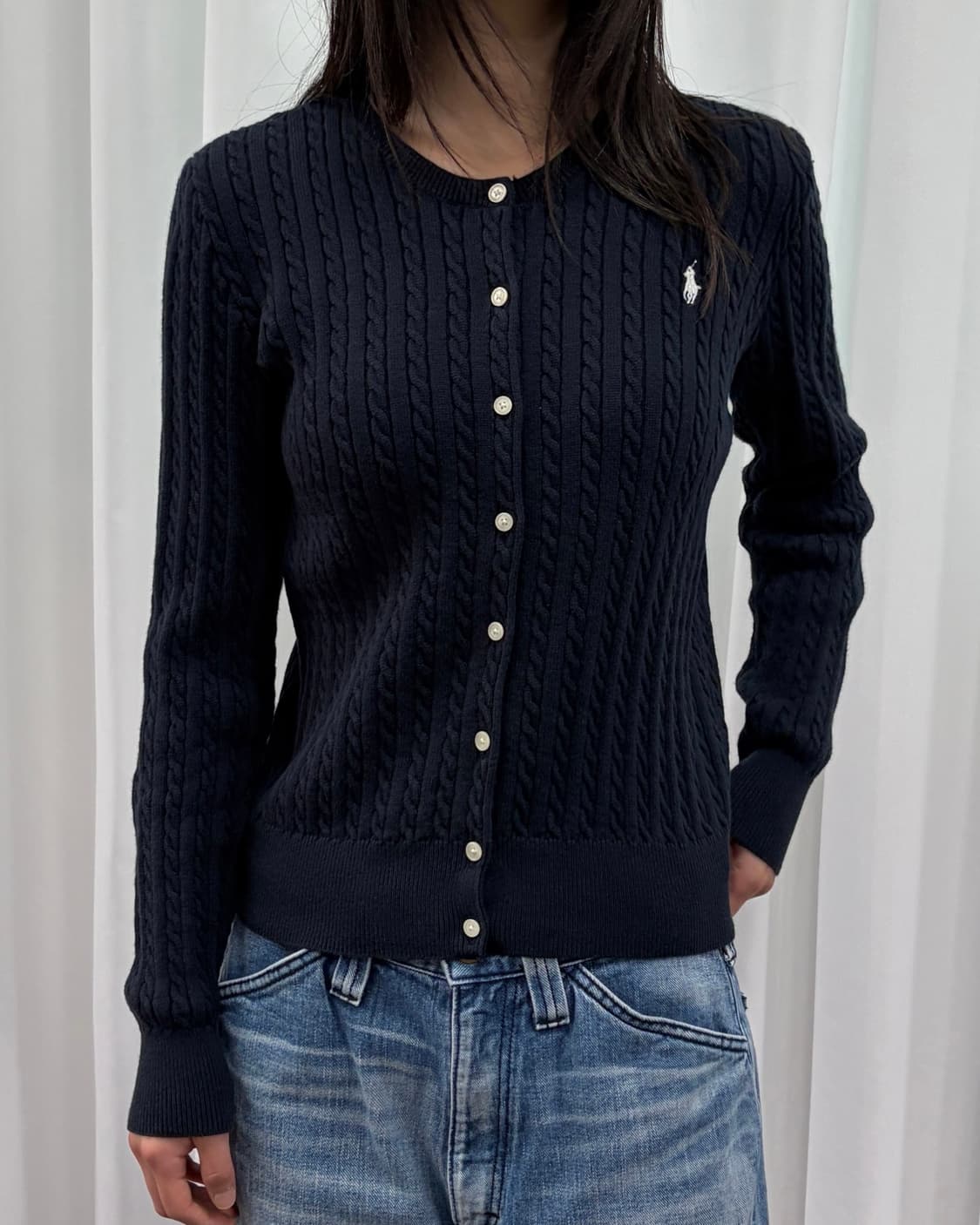 [XL/16]폴로 랄프로렌 걸즈 케이블 니트 가디건 navy 상품이미지3