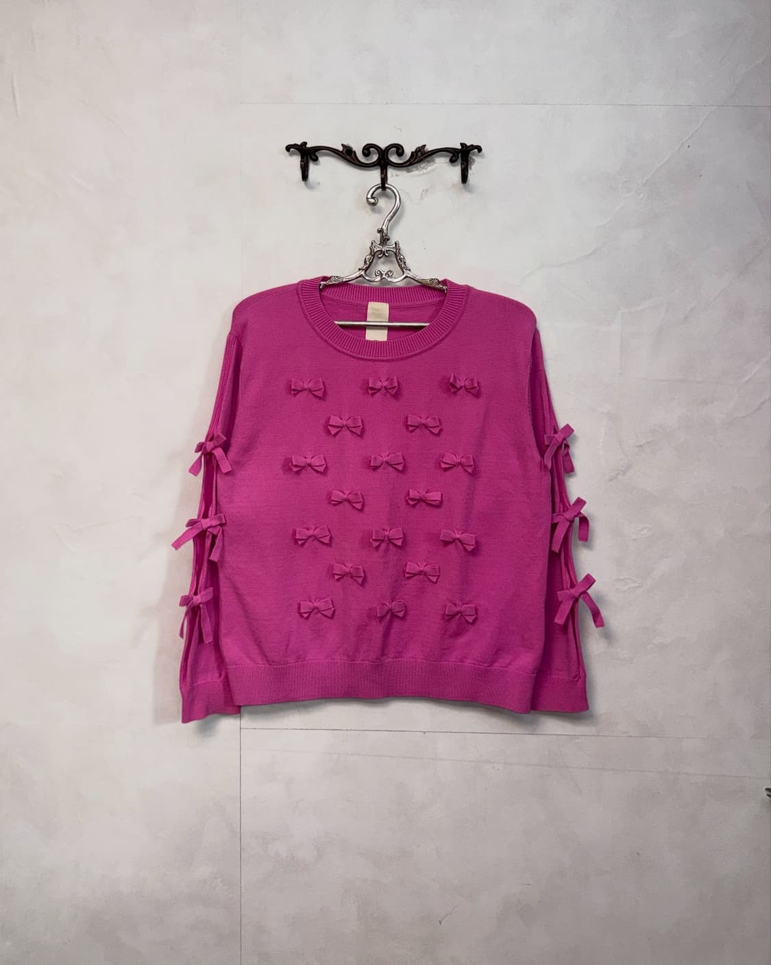 O’2ND vivid pink ribbon trimmed knit 상품이미지5