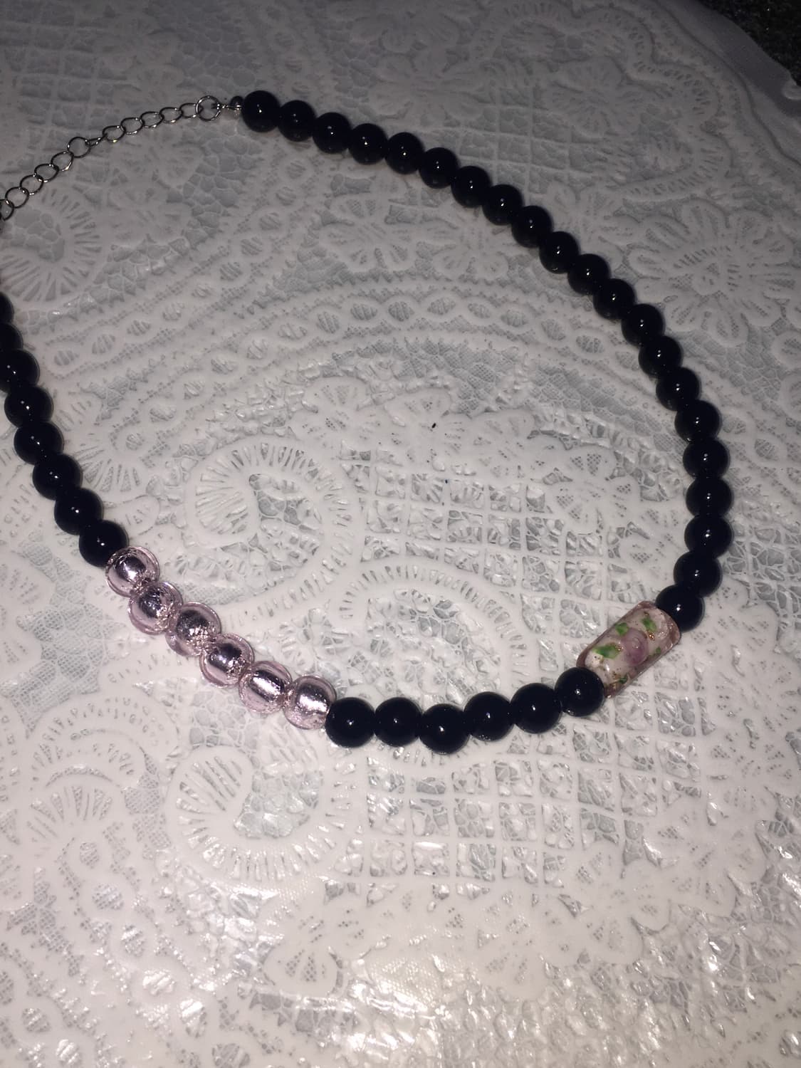 viburnum shop 오리엔탈 장미 초커 목걸이(블랙/핑크) 상품이미지4