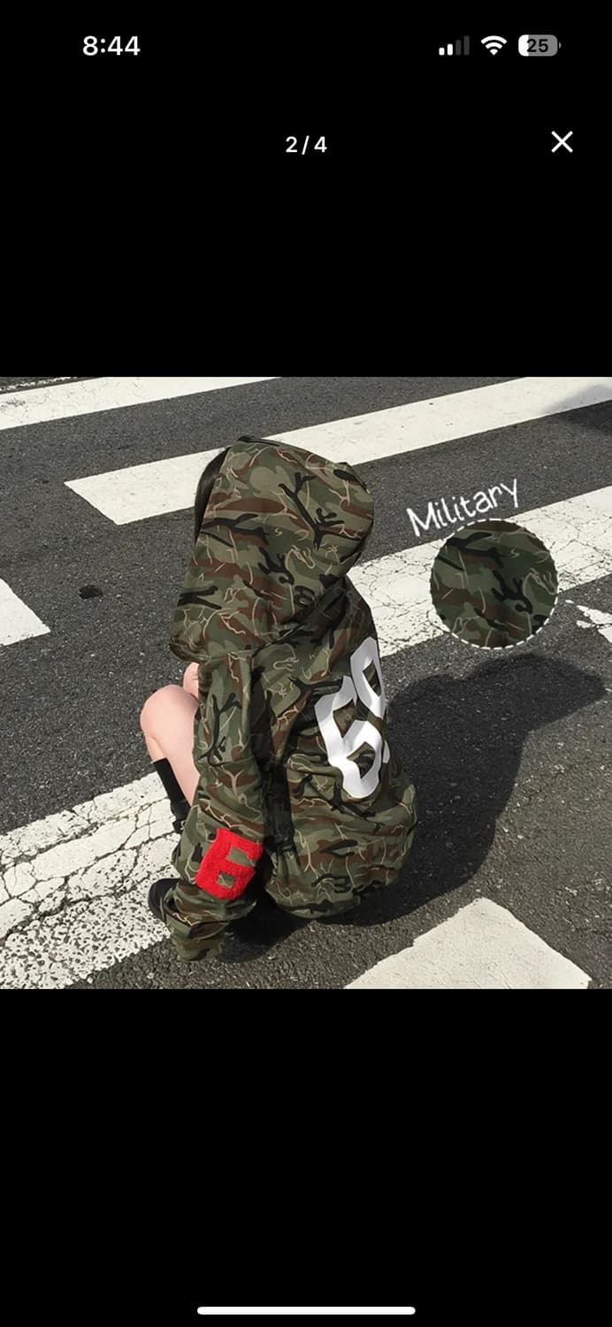 빈티지  y2k 밀러터리 오버핏 69 레터링 카모 후드집업 상품이미지3