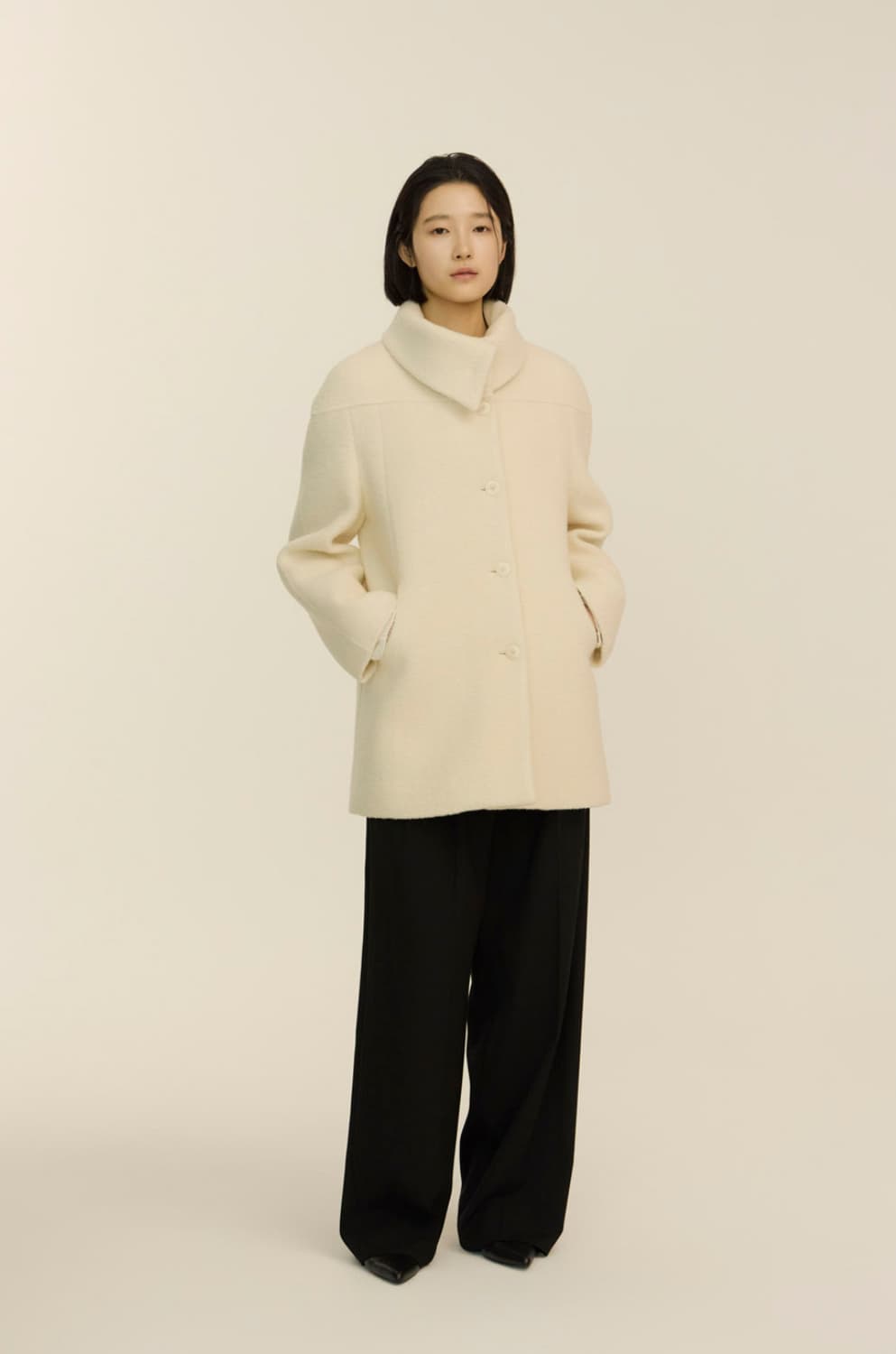 녹섭 알파카 하프코트alpaca curve collar half coat 상품이미지2