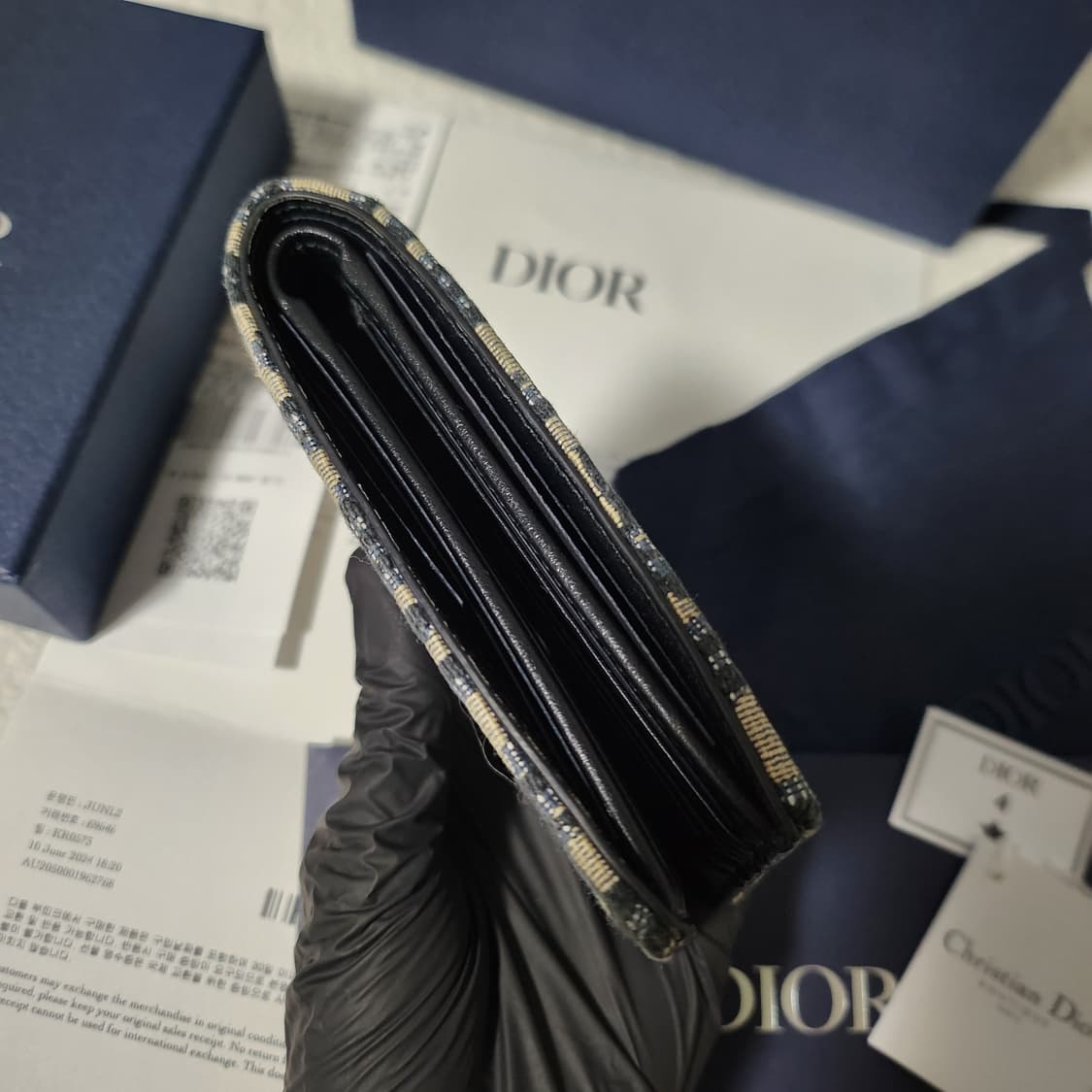 [영수증/풀구성]디올 오블리크 자카드 반지갑 베이지 상품이미지5