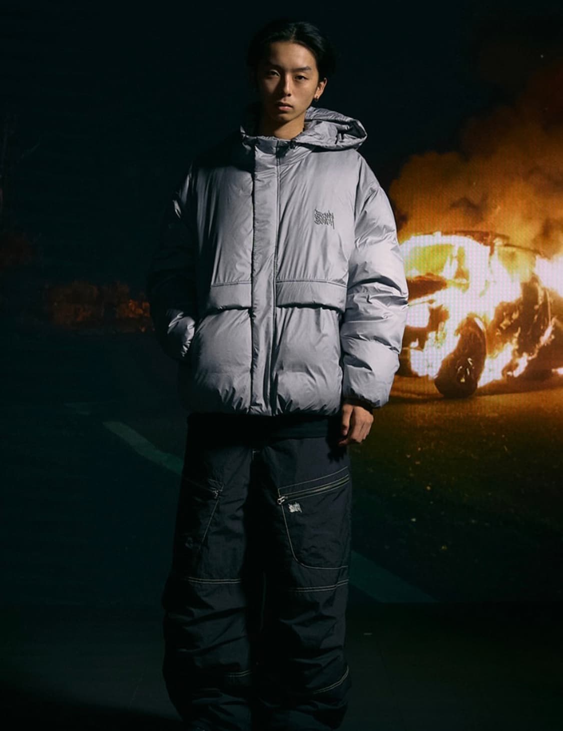 브라운브레스 패딩 후드 자켓 (M) - Light gery 상품이미지3