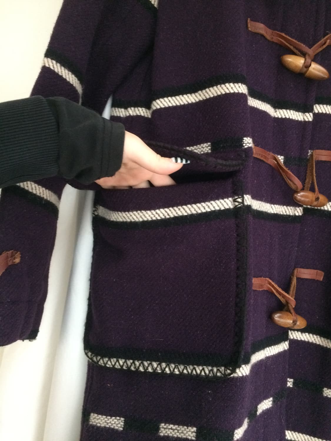 히스테릭 글래머 아카이브 소 가죽 카우 스킨 패치 포인트 누빔 더플 코트 상품이미지7