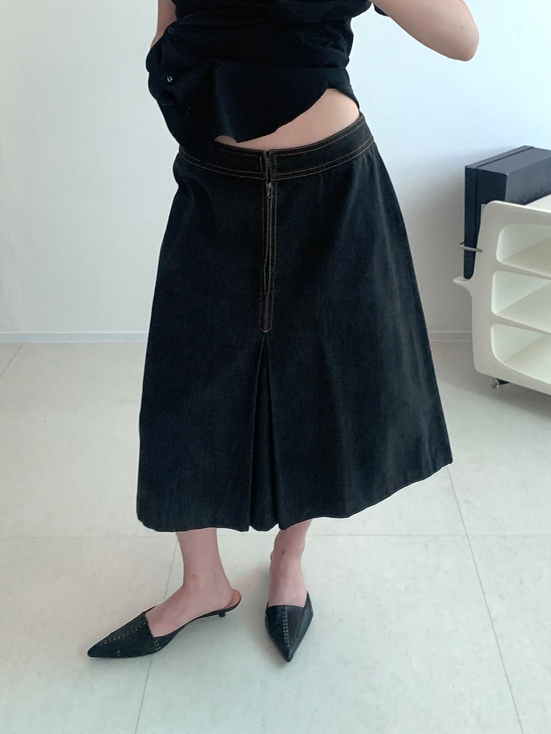 Carriage Pendant Denim Skirt 상품이미지1